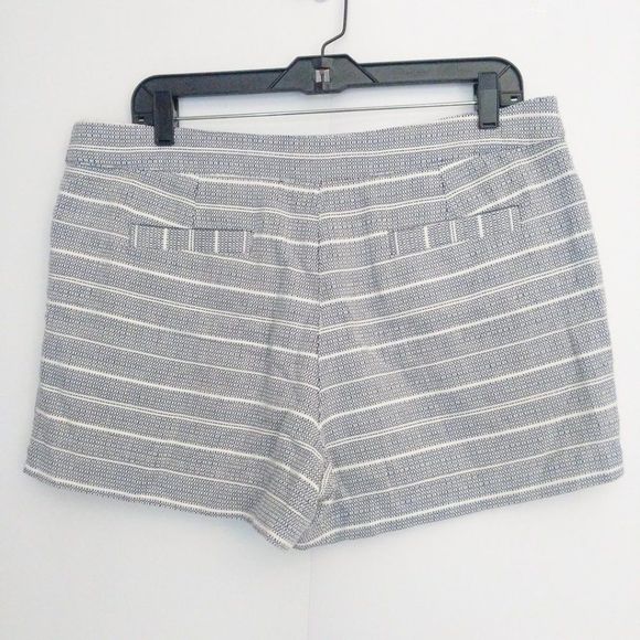 CYNTHIA ROWLEY | Navy & White Striped Tweed Shorts - Picture 3 of 4